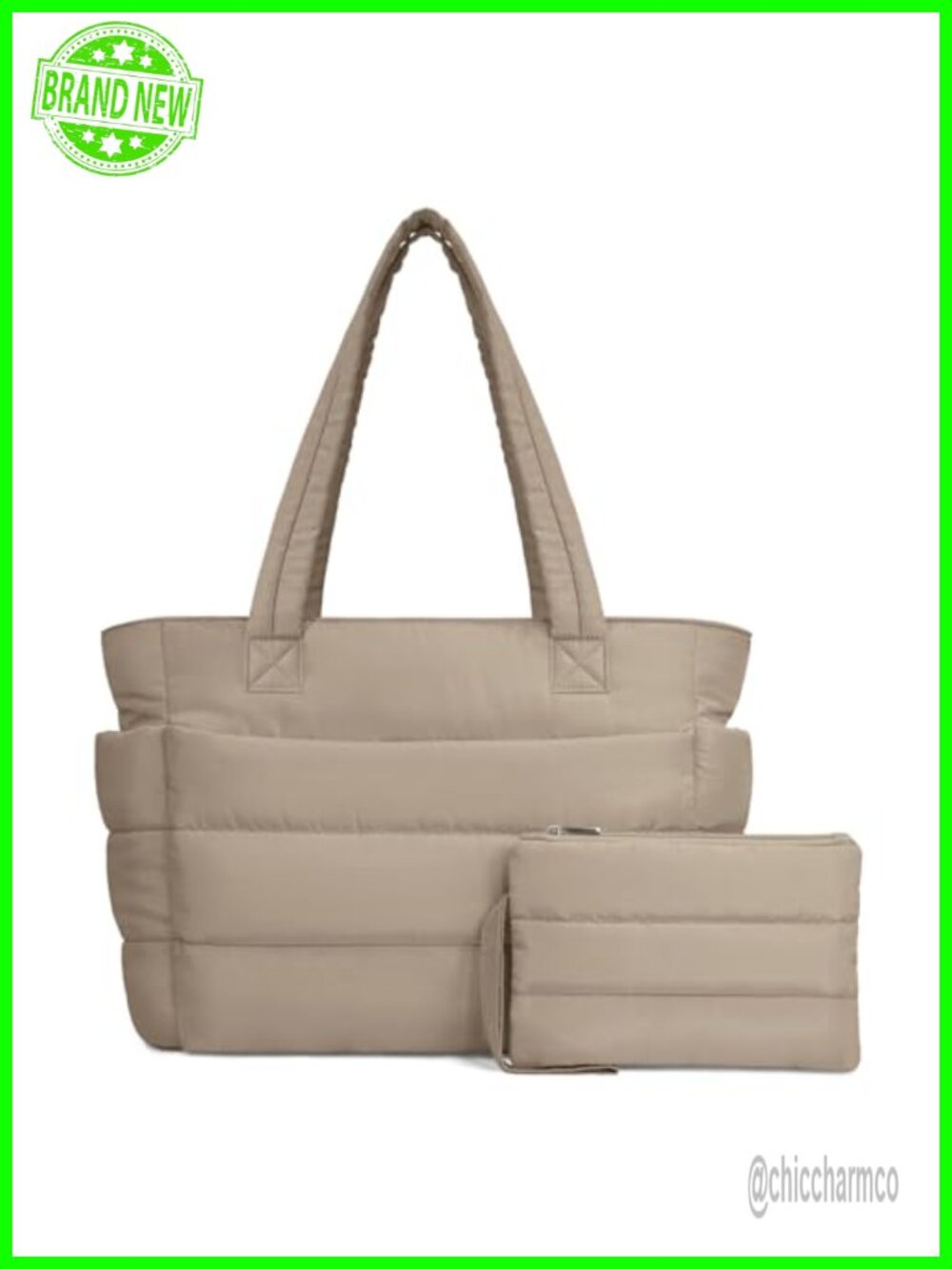 Puffer Tote Bag Lightweight Quilted Shoulder Bag with Compartments